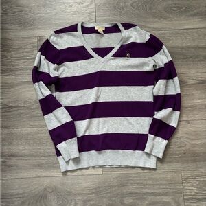 U.S. Polo Assn. Purple and Gray V-Neck Sweater